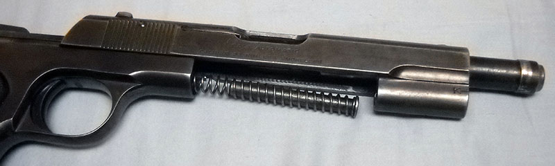 detail, Colt 1903, showing proper order of mainspring/slide assembly